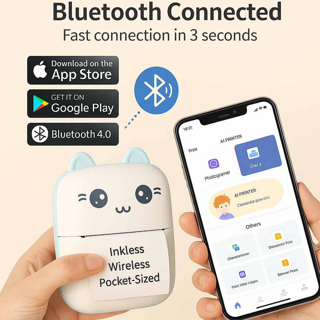 Kliko™ Pocket Thermal Printer Inkless mini printer for notes, lists & photos. Print instantly, on the go.