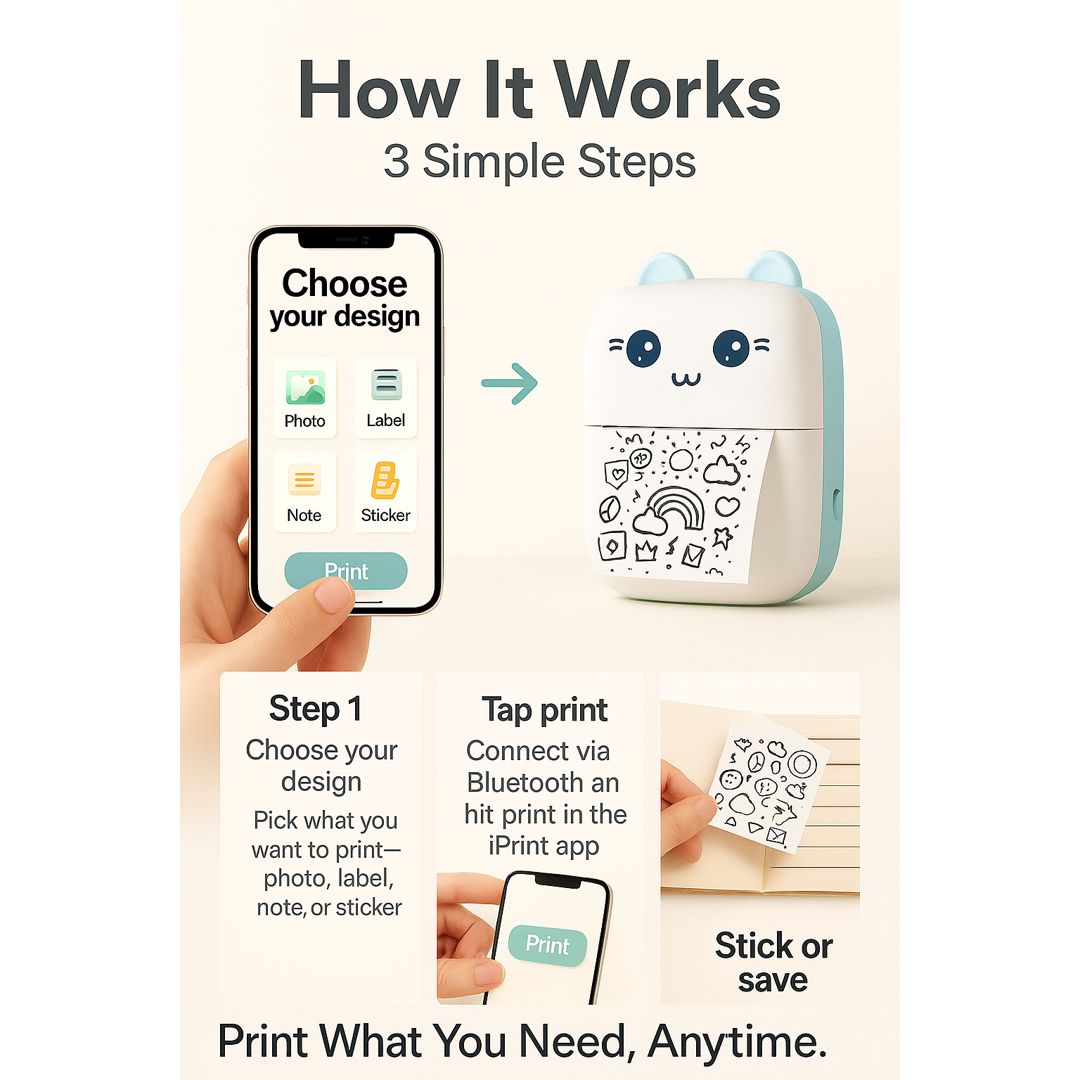 Bluetooth Mini Thermal Printer – Inkless, Portable & Wireless Label Maker